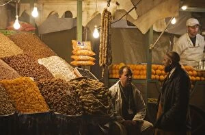 Morocco - Market stalls selling dried fruit, nuts