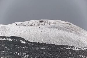 Mount Etna during a hail storm