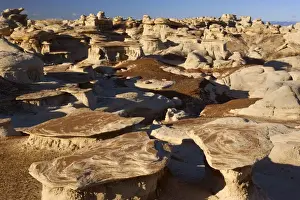 Clay Prints: Mushroom Rocks - eroded clay sculptures with rocks balanced on their tops