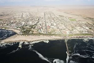 Images Dated 30th March 2008: Namibia - Aerial view of Swakopmund between Namib