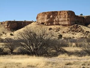 Namibia - Sandstone rock formations frame the dry