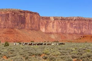 Navajos and Horses - The Three Sisters