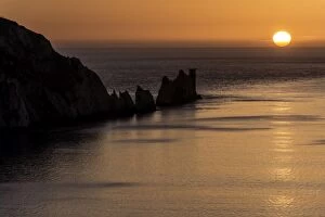 The Needles cliffs at dusk sunset