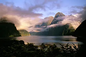 Fjord Prints: New Zealand - Milford Sound during a storm Fiordland National Park