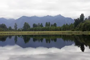 Westland Prints: New Zealand - Reflections of southern alps in Lake Matheson - South Westland - South Island