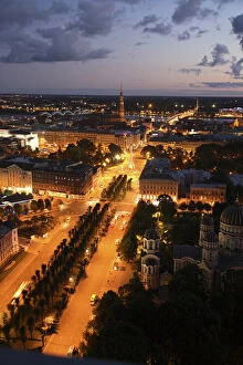 Baltic Gallery: The night view of city of Riga. Latvia