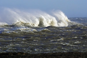 North Sea - waves and surf caused by autumn storm