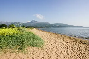 Isle Prints: Northern highlands on Arran viewed from beach, Brodick, Isle of Arran, Scotland UK
