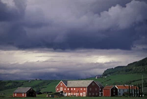Norway, Orkanger, Trondheim area. Red farm