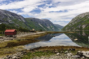 Norway. Scenic view of the fjord from Hellmobotn