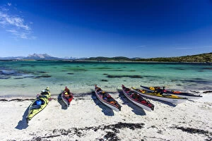 Norway. Sea kayaks on a coral-sand beach