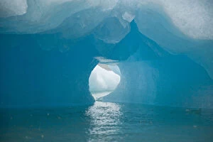 Norway, Spitsbergen. Blue glacial icebergs