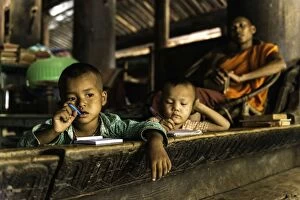 Burma Gallery: Novice Monks studying