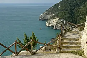 Romantic Prints: Ocean view from view point at Testa Gargano along coastline and the Mediterranean Sea Gargano Peninsula