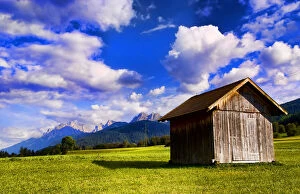 Old barn in farm with fabulous Dolomites
