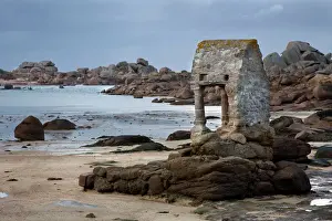 Churches Prints: Old Chapel on coastline - Ploumana'h - Brittany - France