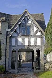 Churches Prints: Old Lychgate - St Mary's Church - Painswick Cotswolds UK