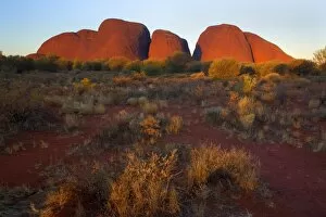 Images Dated 30th May 2008: Olgas - Kata Tjuta - famous sandstone rocks at sunset. The red rock is ablaze with colour
