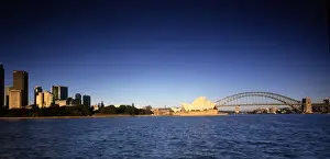 Opera House, Sydney Harbour Bridge and city skyline Sydney, New South Wales, Australia JLR07513