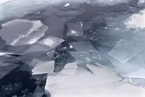 Pack Ice - ice breaking / melting. Spitzbergen. North Svalbard