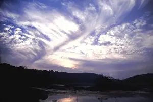 Padam Talao at sunset Main lake in Ranthambhore NP Ranthambhore National Park, Rajasthan, India