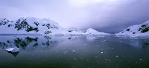 Bays Prints: Paradise Harbour (Bay), Danco coast left and Bryde Island right Antarctic Peninsula