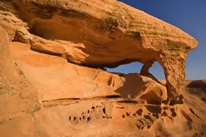 Arches Prints: Piano Rock Arch - double arch topped by a huge rock which makes the sandstone formation look like a piano - Valley of