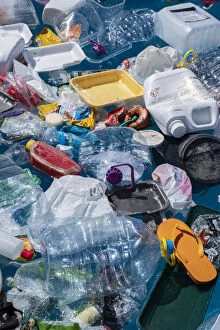 Bottles Gallery: Plastic garbage floating in the ocean. The Covid-19