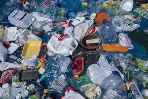 Bottles Gallery: Plastic garbage floating in the ocean. Single-use