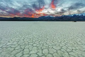 Remote Prints: Playa at sunset with Steen Mountain on the Alvord Desert in Harney County