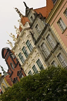 Poland, Gdansk. Row houses in Old Town