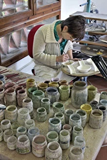 Artist Gallery: Pottery artist at work, Tuscany