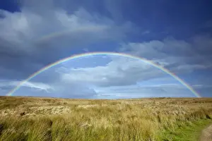 Rainbows Prints: Rainbow - over moorland - Allendale Fells - Northumberland - England