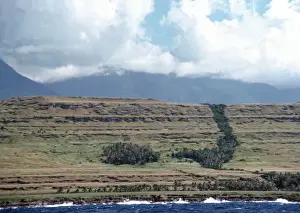 Raised beaches - wave-cut platform - Staircase-like raised coral terraces along the Finschhafen coast (=The Rai Coast) of the Huon Peninsula, on the north coast of Papua New Guinea