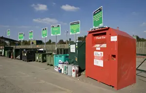 Recycling Prints: Range skips for domestic recycling - Wingmoor Farm site - Stoke Orchard Cheltenham - UK