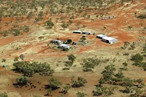 Remote cattle station - aerial photograph.Road