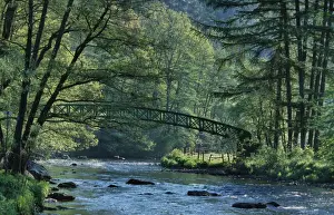 Footpaths Prints: River l'Ambleve with footpath bridge Stavelot, Ardens, Belgium