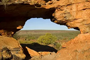 Arches Prints: Keep River Rock formations - a window in the red rocks with a view toward the less rockier section of the National Park