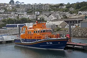 Moored Prints: RNLB Lifeboat Ivan Ellen - moored Newlyn harbour - Cornwall - UK