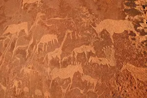 Sandstone Prints: Rock Engravings. Twyfelfontein. Namibia Betweeen -5600 BC et _2500 BC