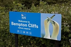 Colonies Gallery: RSPB signbard at entrance to Bempton Cliffs Reserve