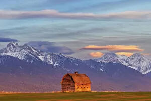 Barn Gallery: Rustic old barn in evening light with Mission Mountains