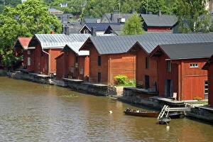 Scandinavia, Finland, Porvoo. Wooden storehouses