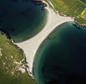 Aerials Collection: Scotland - St Ninian's tombolo, a sandbar connects the island to the mainland Shetland