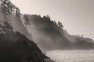 Images Dated 8th February 2022: Sea mist rises along Indian Beach at Ecola State Park in Cannon Beach, Oregon, USA Date: 22-10-2021