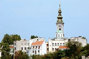 Serbia, Belgrade. Partial view and the Church