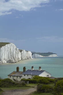 Drawing Gallery: Seven Sisters Chalk Cliffs, and coastguard cottages