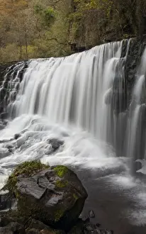 Sgwd Isaf Clun Gwyn waterfall on the river Mellte in the Brecon Beacons - November - Mid-Wales - UK