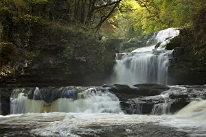 Sgwd Isaf Clun Gwyn waterfall on the river Mellte in the Brecon Beacons - October - Mid-Wales - UK