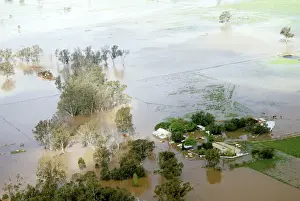 Floods Prints: Shepparton flood, 1993 - aerial of farm during the flood - northeastern Victoria